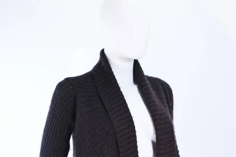 RICK OWENS Brown Knit Draped Sweater Size Small