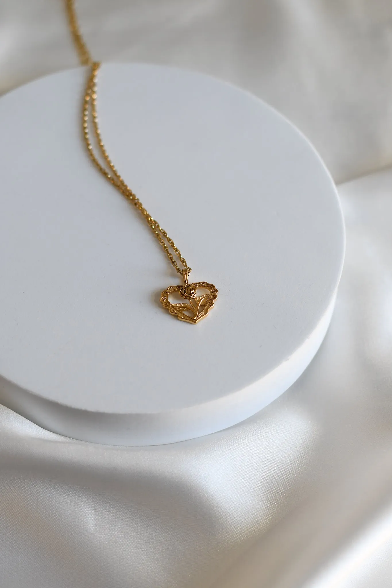 Rose In Heart Pendant Necklace