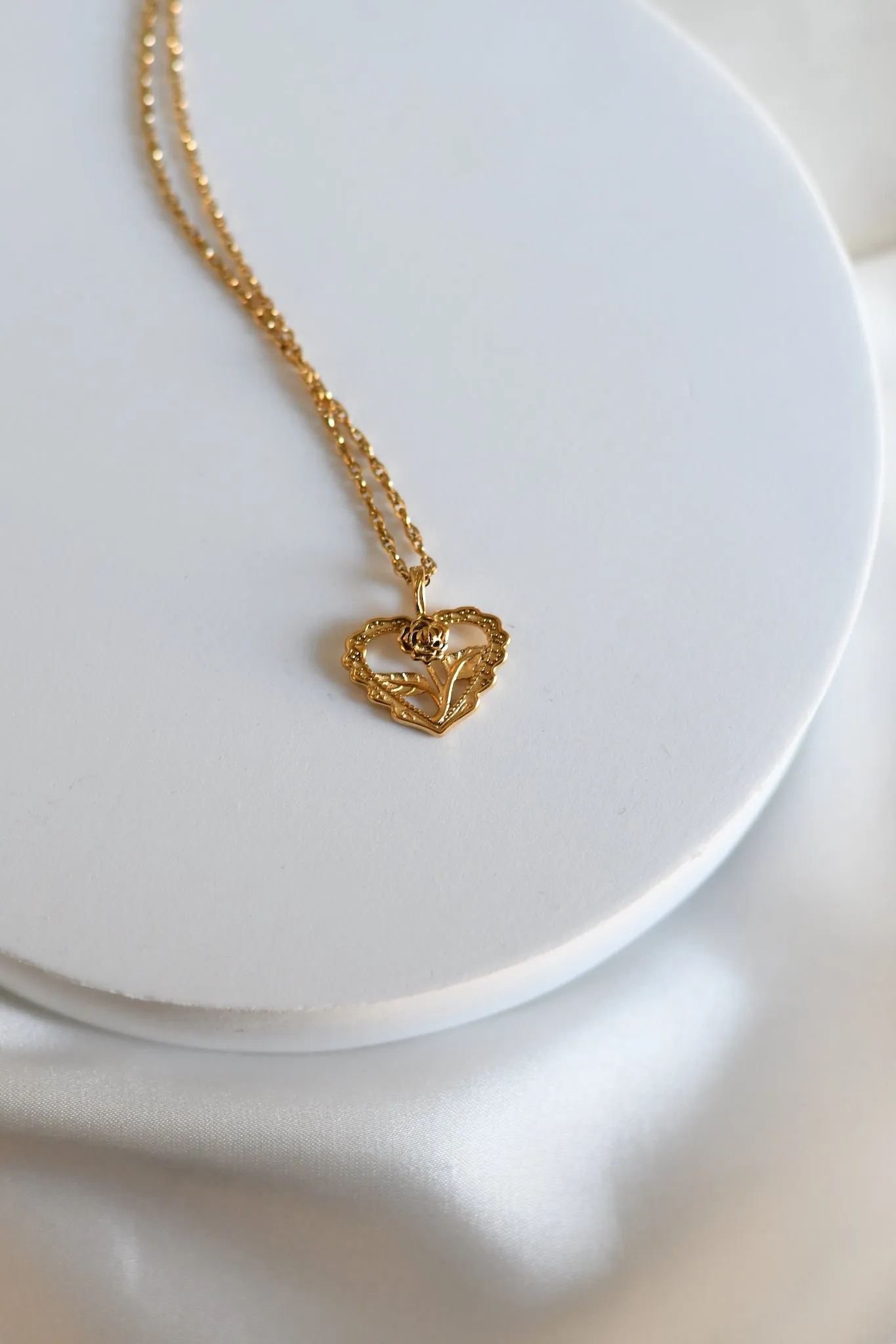 Rose In Heart Pendant Necklace
