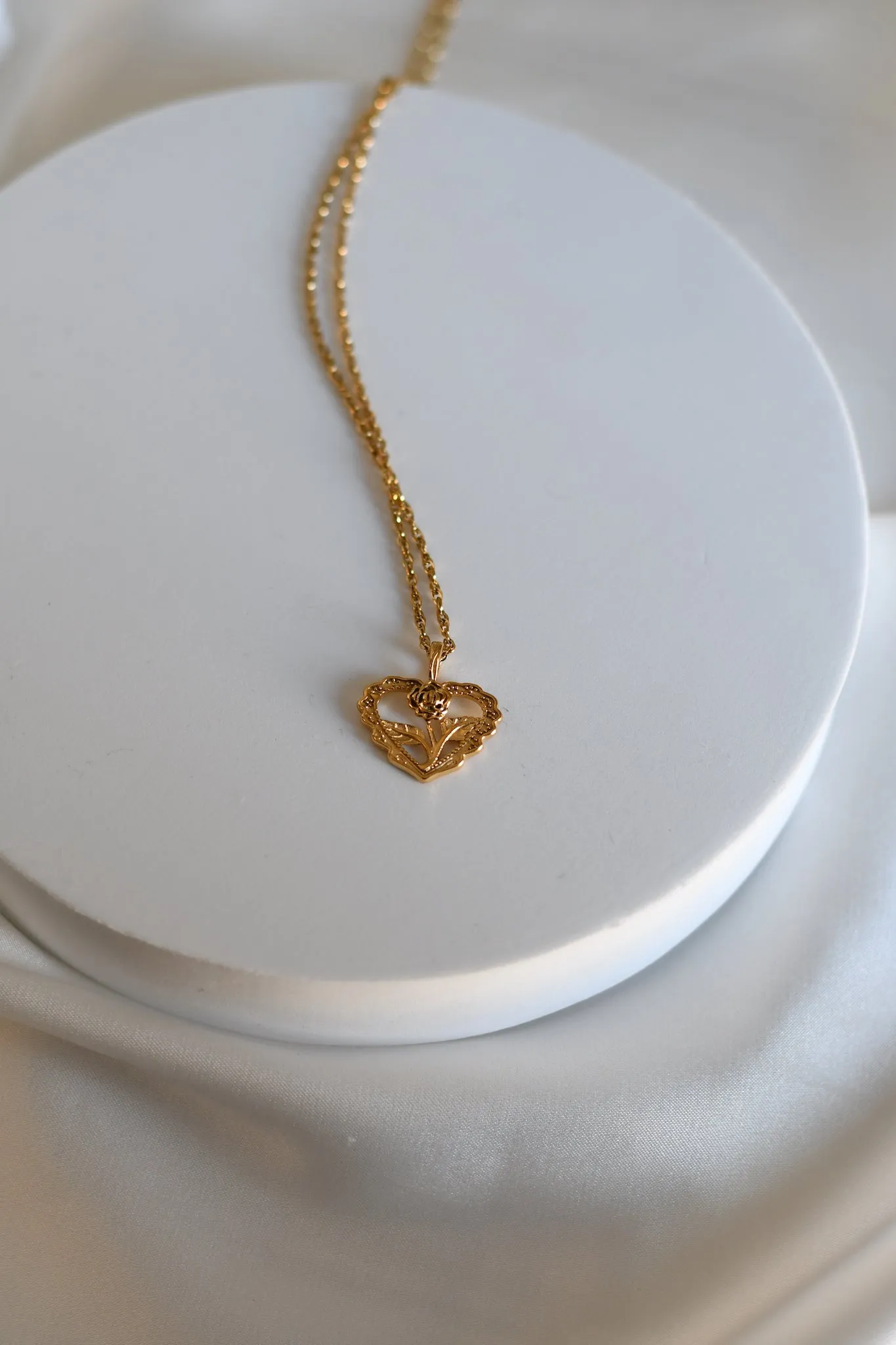 Rose In Heart Pendant Necklace