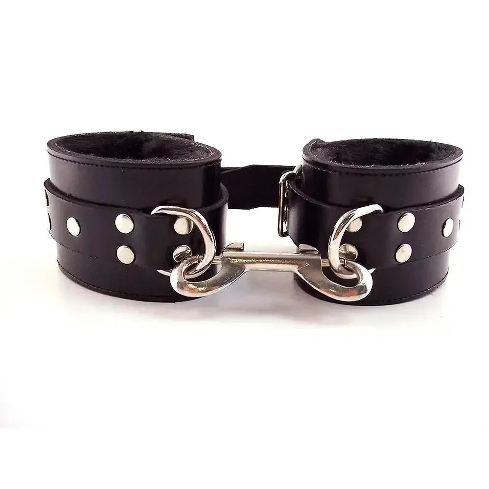 Rouge Garments Black Fur Wrist Cuffs with Adjustable Buckles
