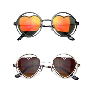 Round Metal Heart Shape Hippie Sunglasses | Circle Sunnies