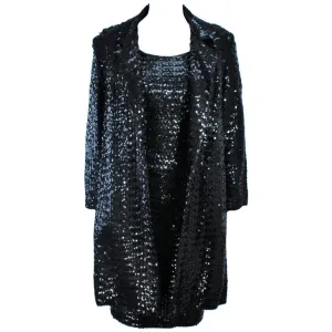 SA'BETT CALIFORNIA 1960s Black Sequin Coat and Dress Size 6