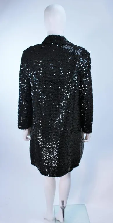 SA'BETT CALIFORNIA 1960s Black Sequin Coat and Dress Size 6