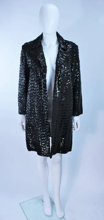 SA'BETT CALIFORNIA 1960s Black Sequin Coat and Dress Size 6