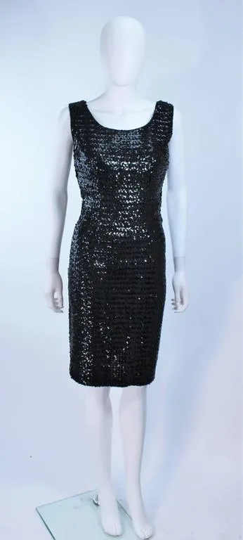 SA'BETT CALIFORNIA 1960s Black Sequin Coat and Dress Size 6