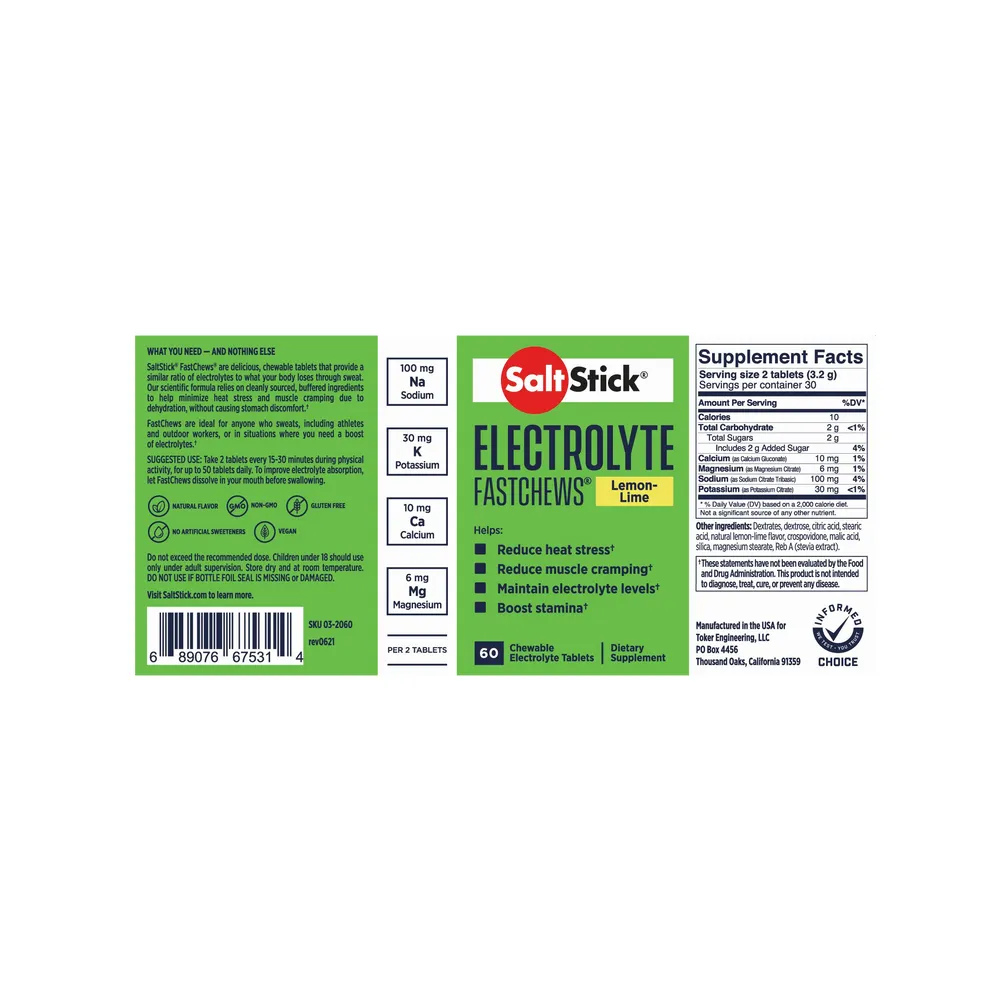 SaltStick Fastchews Bottle of 60ct - Lemon-Lime