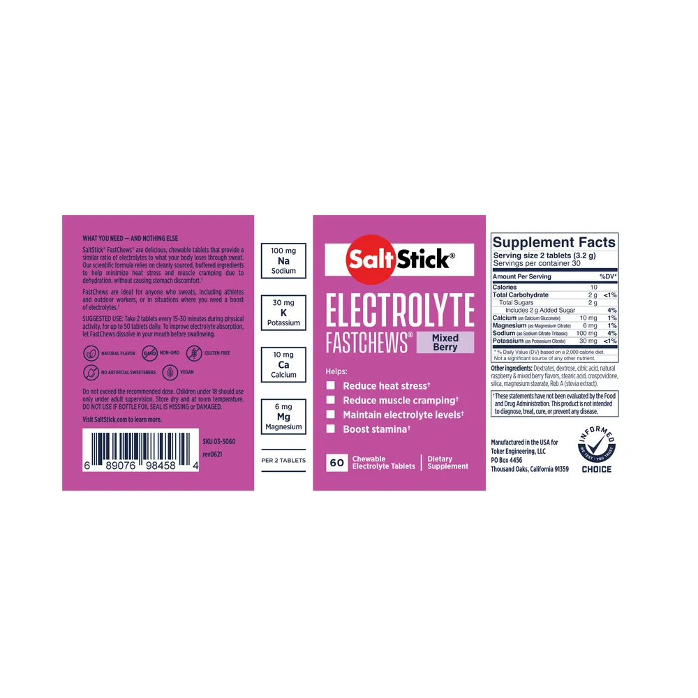 SaltStick Fastchews Bottle of 60ct - Mixed Berry