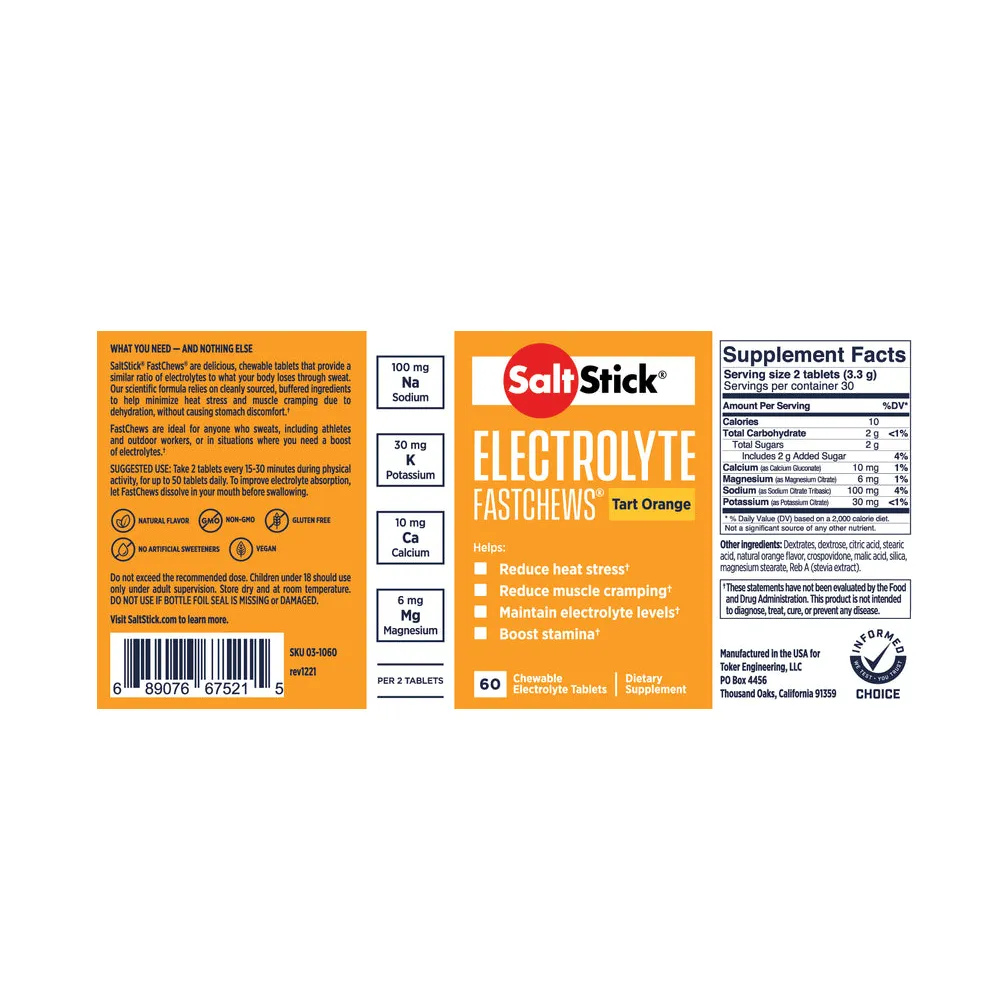 SaltStick Fastchews Bottle of 60ct - Tart Orange