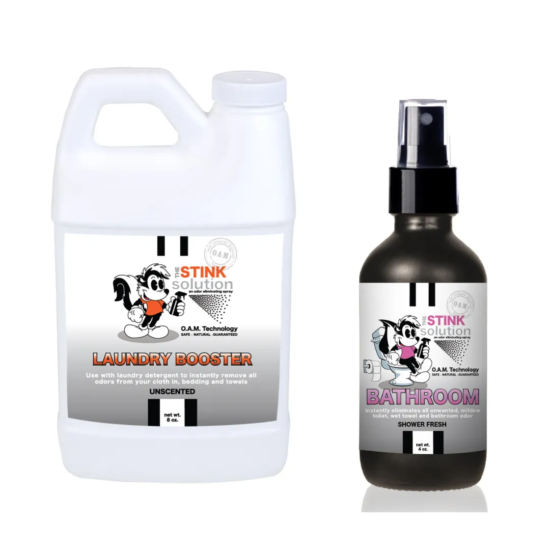 Sample Bundle - 1 Unscented Mini Laundry Booster   1 Bathroom Odor Eliminator 4 oz