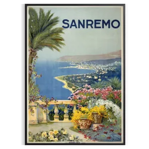 Sanremo Italy Vintage Travel Poster