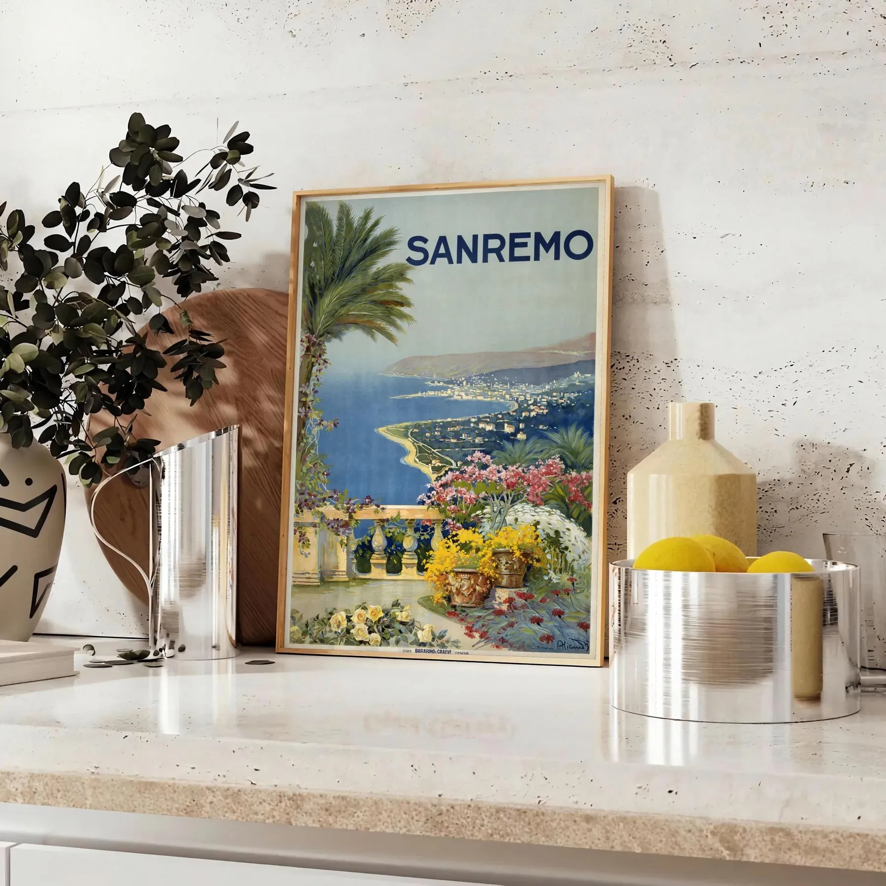 Sanremo Italy Vintage Travel Poster