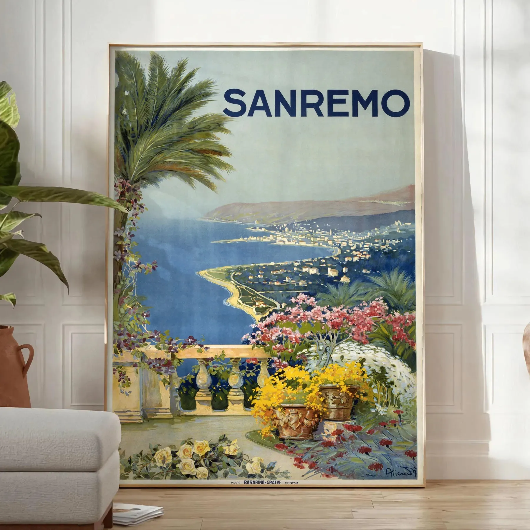 Sanremo Italy Vintage Travel Poster