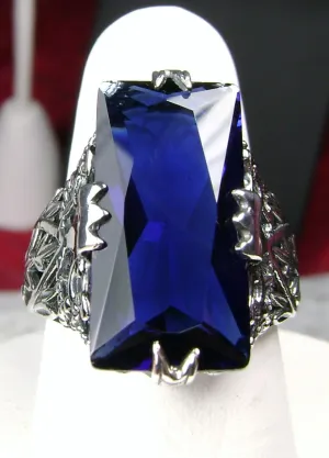 Sapphire Ring Baguette Intaglio Victorian Jewelry  #D31