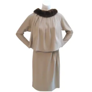 SCHUBERT Tan Dress and Cape Size 40