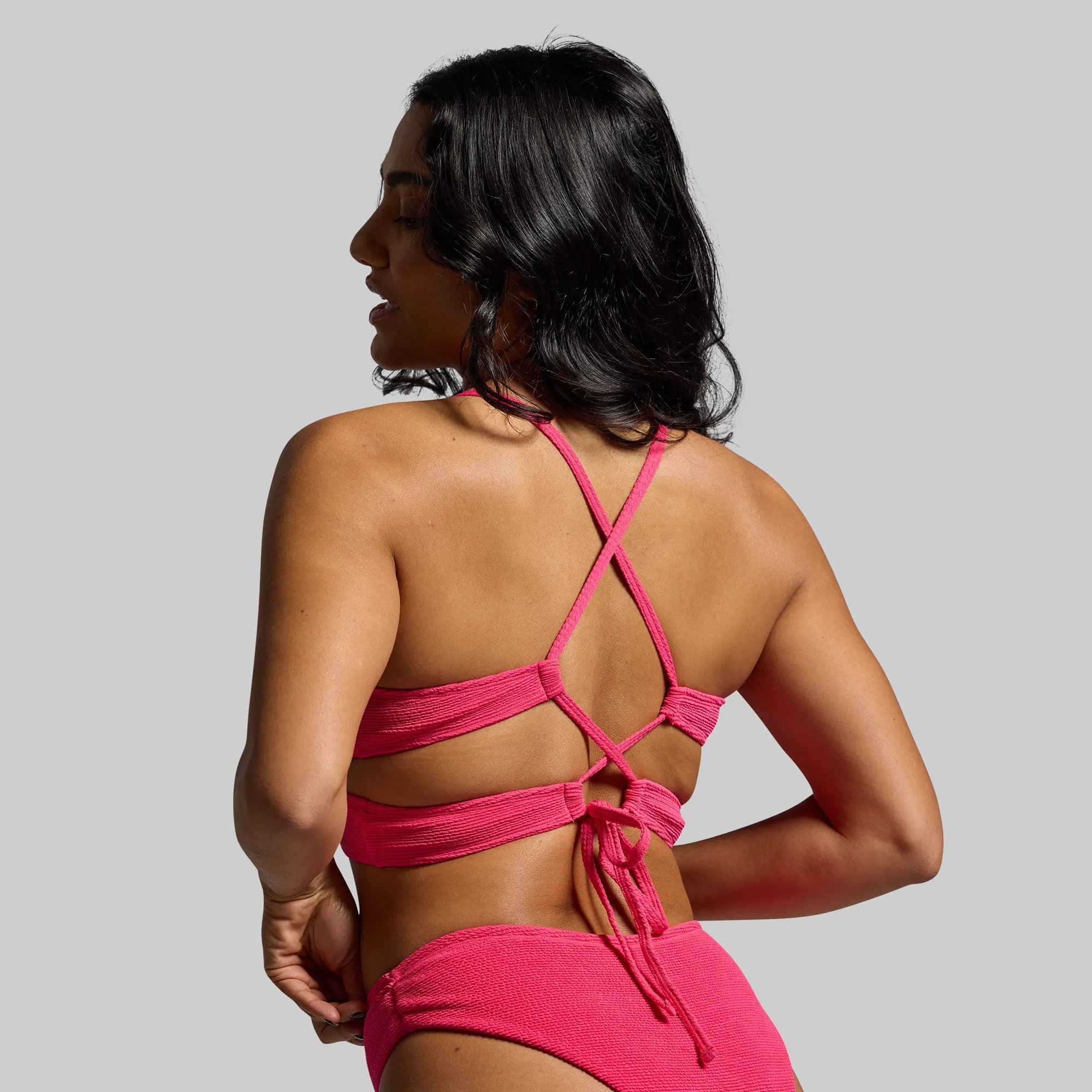 Sea Level Crinkle Bikini Top (Raspberry Sorbet)