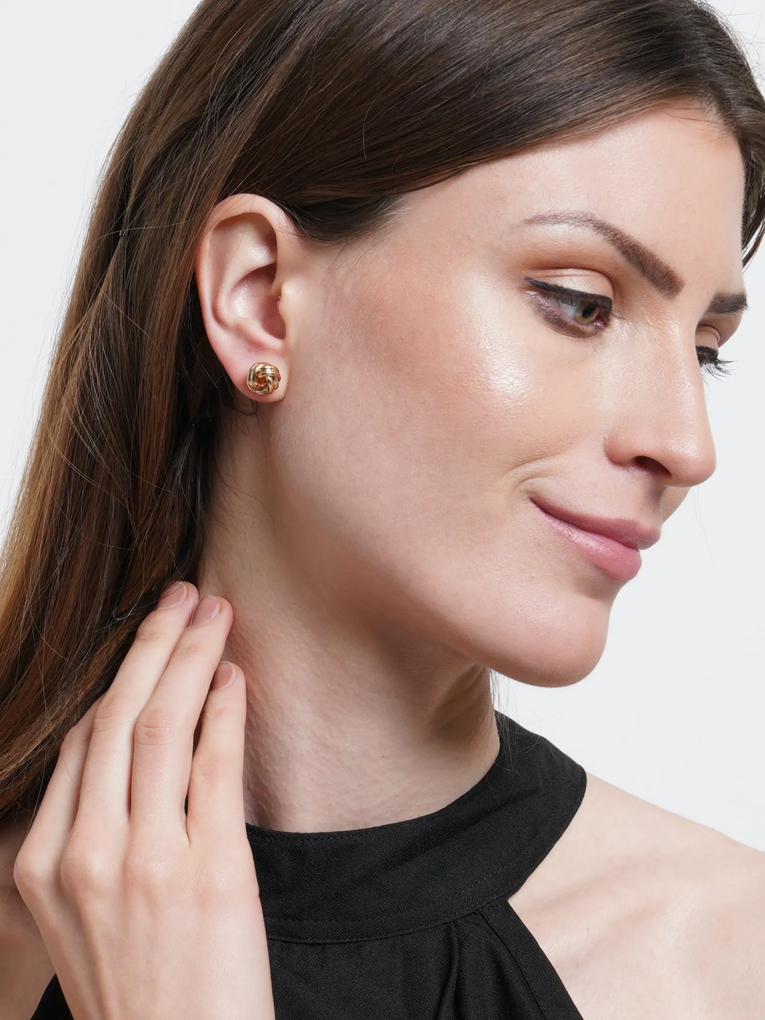 Set of 6 Rose Gold Plated Circular Hoop Earrings from Women