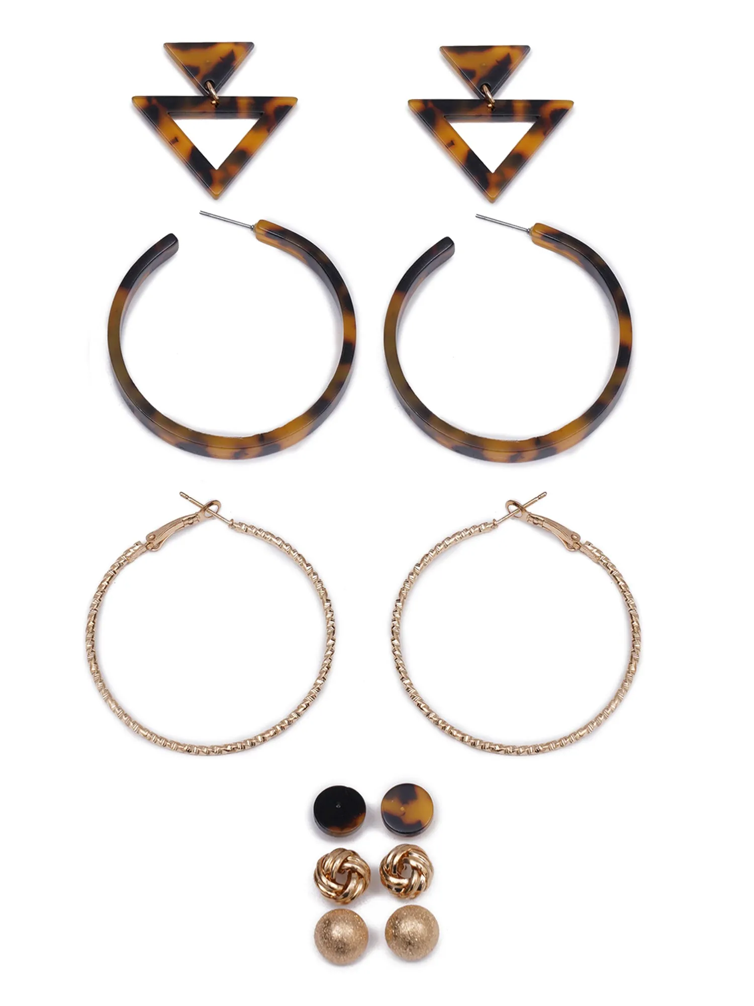 Set of 6 Rose Gold Plated Circular Hoop Earrings from Women