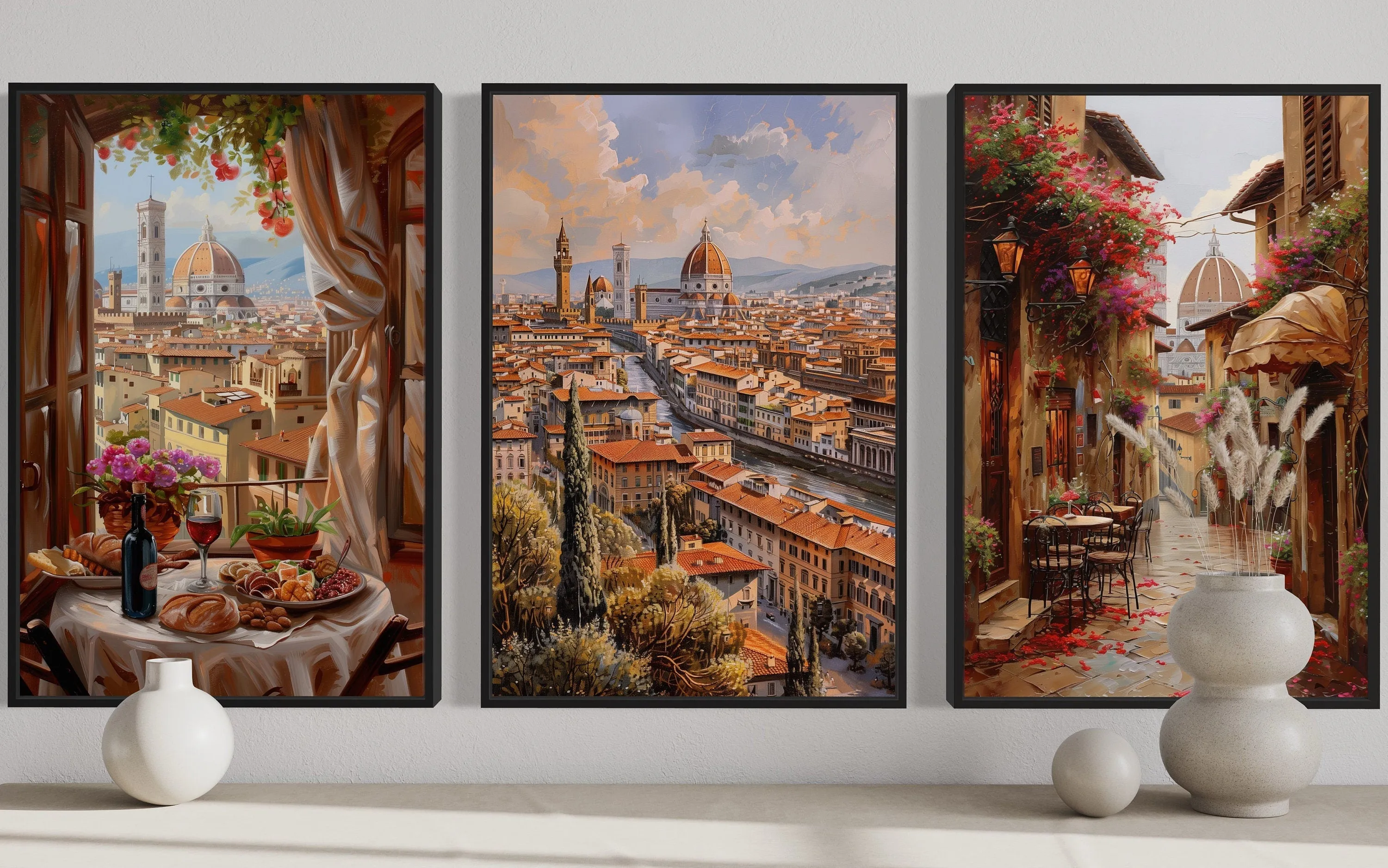 Set Of Three Florence Wall Art, Italy  Travel Posters