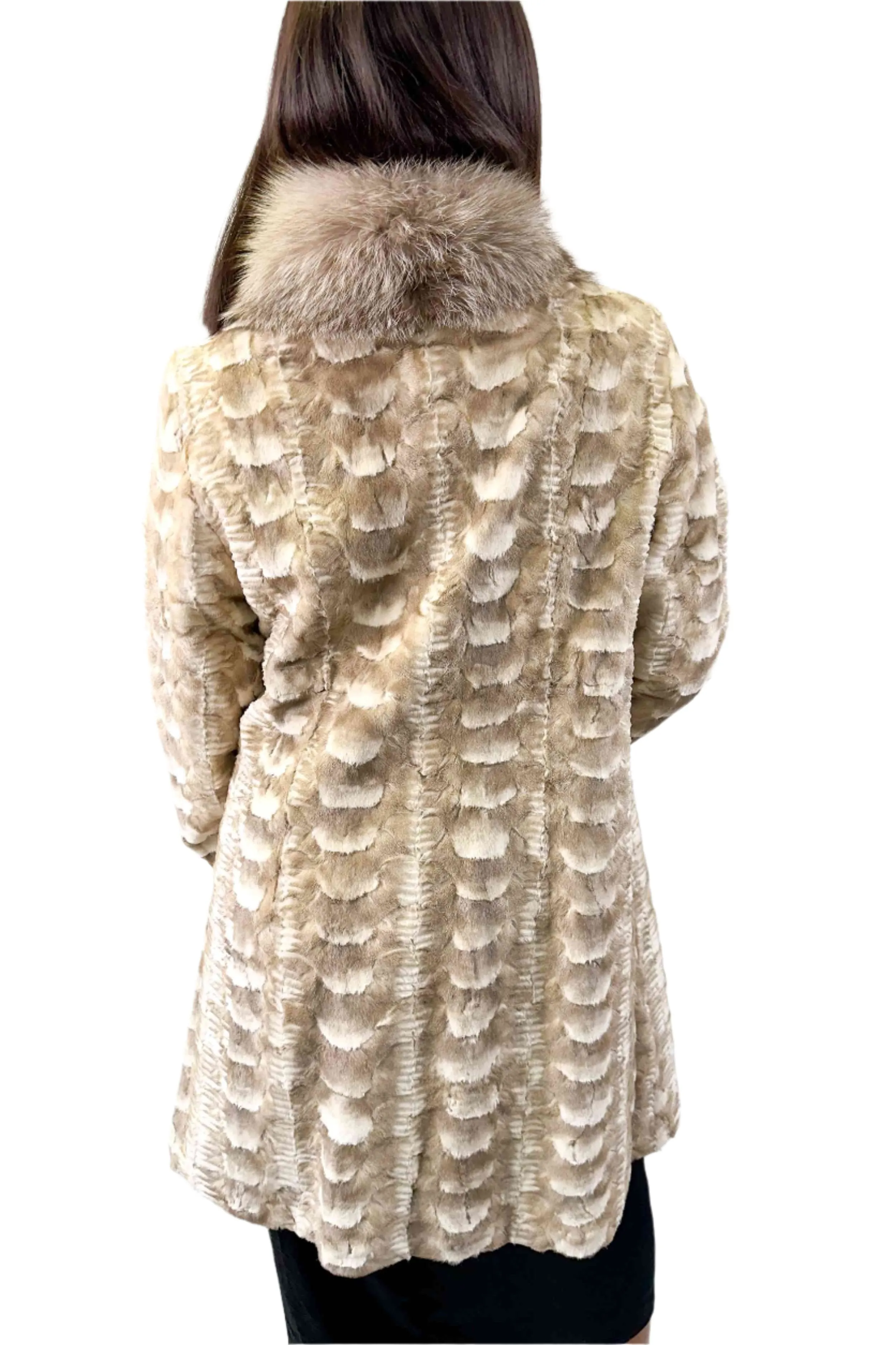 Sheared Mink Fur Stroller with Fox Fur Shawl Collar