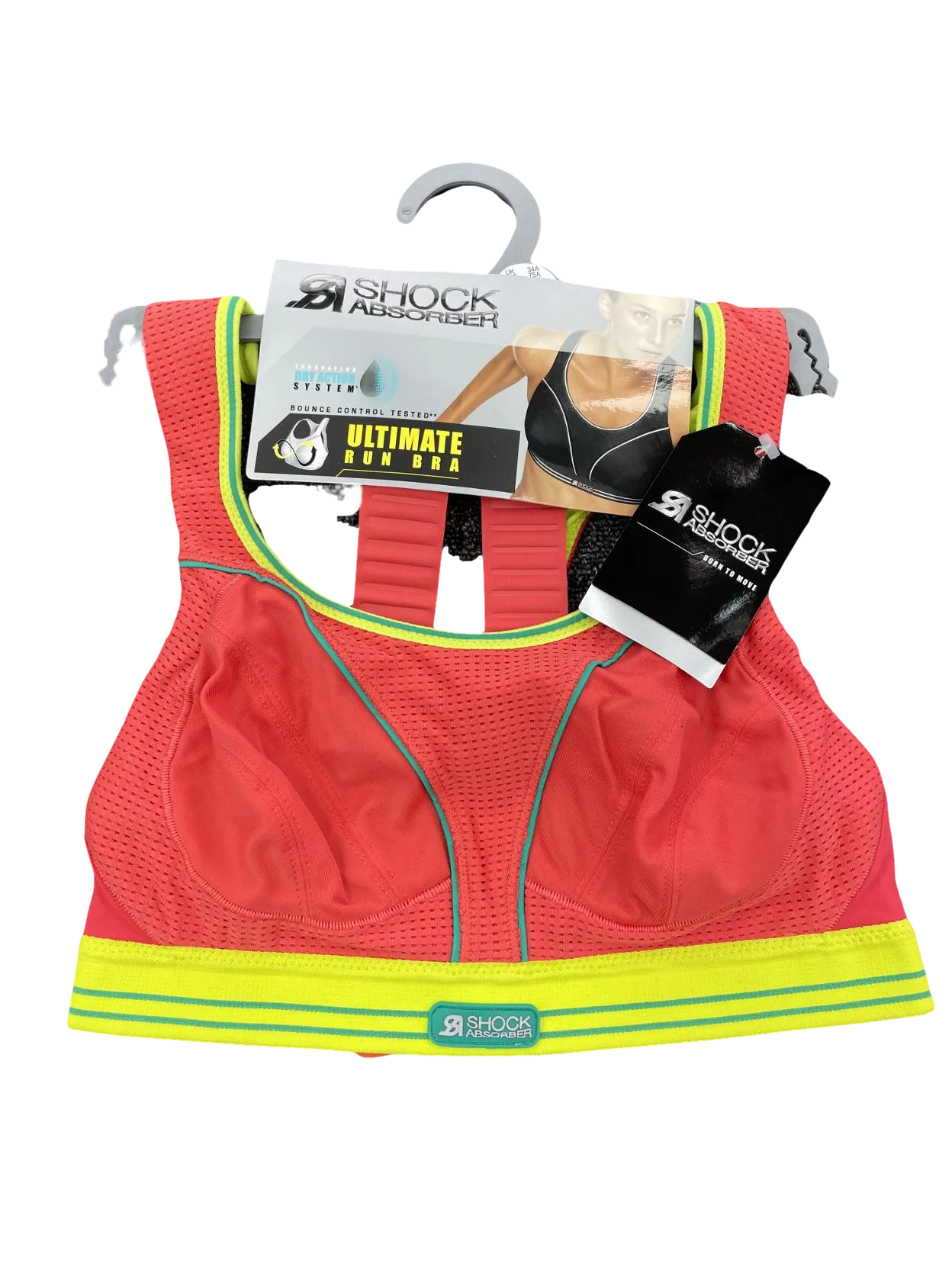 SHOCK ABSORBER Shock Absorber Ultimate Support / Anti Friction Run Sports Bra Coral Red UK 34A