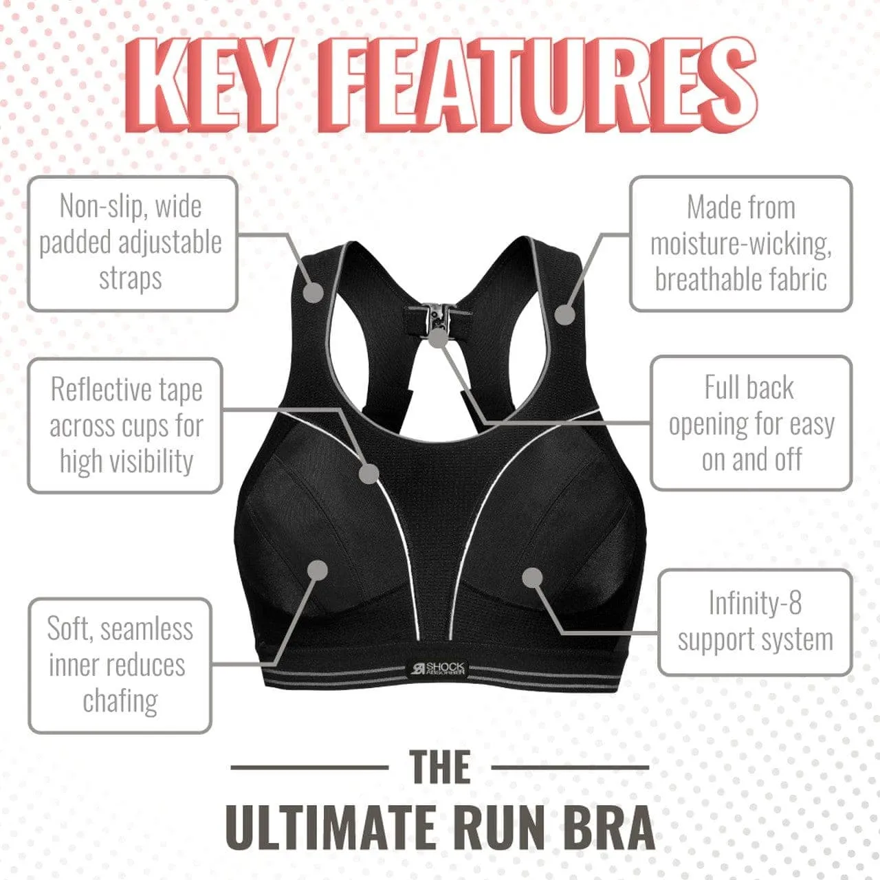 Shock Absorber Ultimate Run Bra - Black/Silver