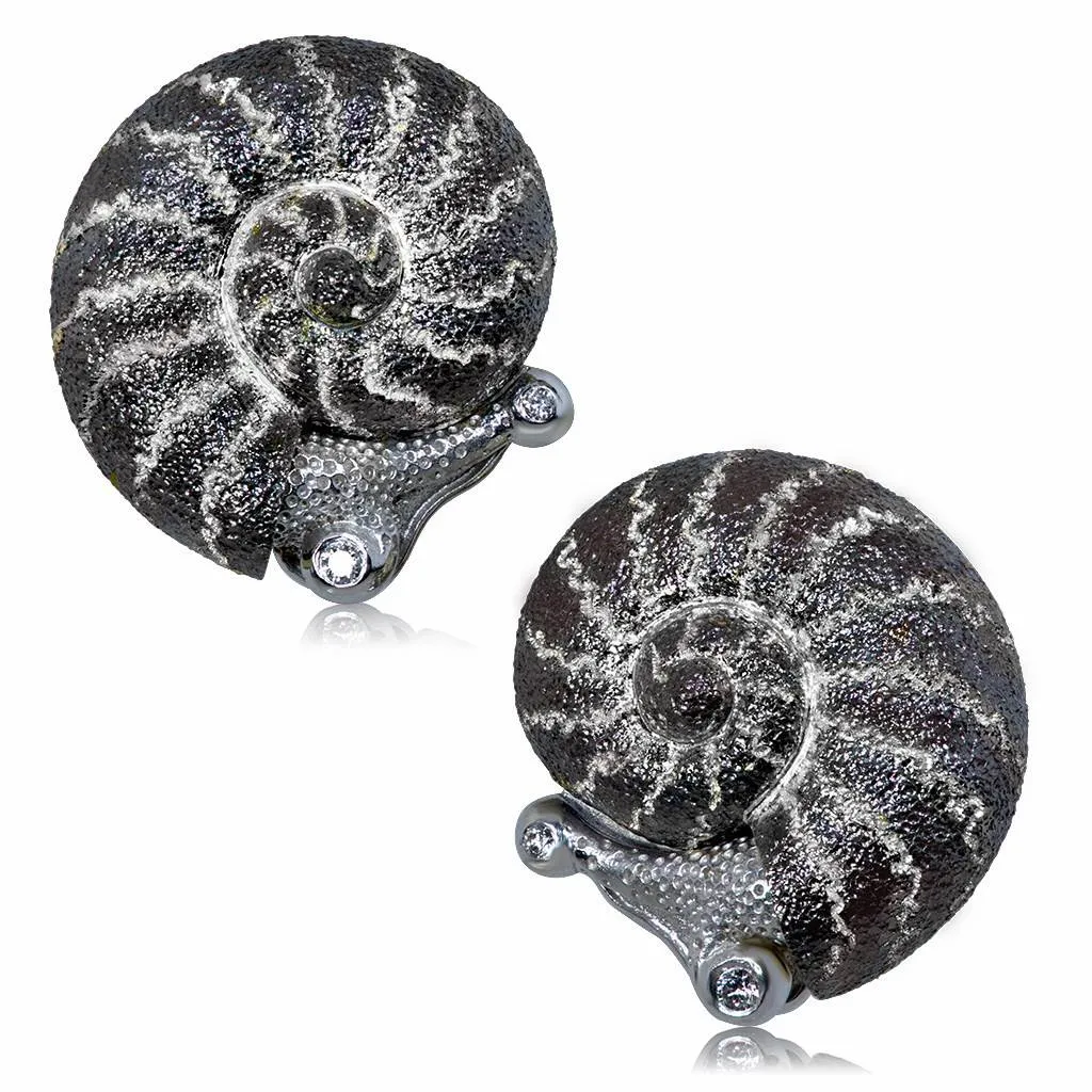 Silver Little Snail Earrings with Silvermist Diamonds