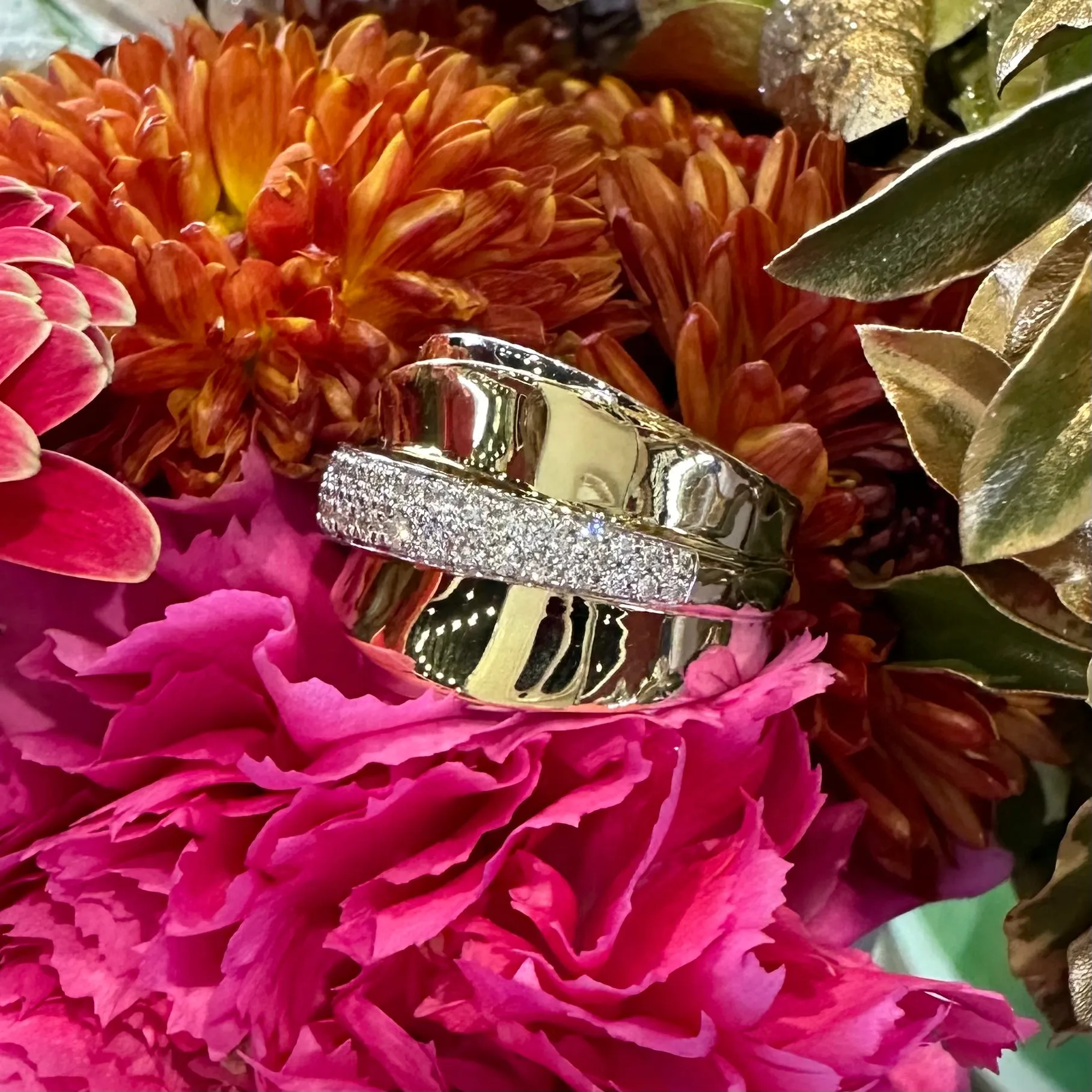 Simon G Double Band Diamond 18K Two Tone Gold Ring LR2879