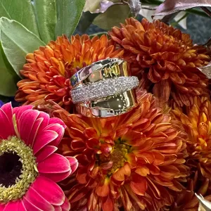 Simon G Double Band Diamond 18K Two Tone Gold Ring LR2879
