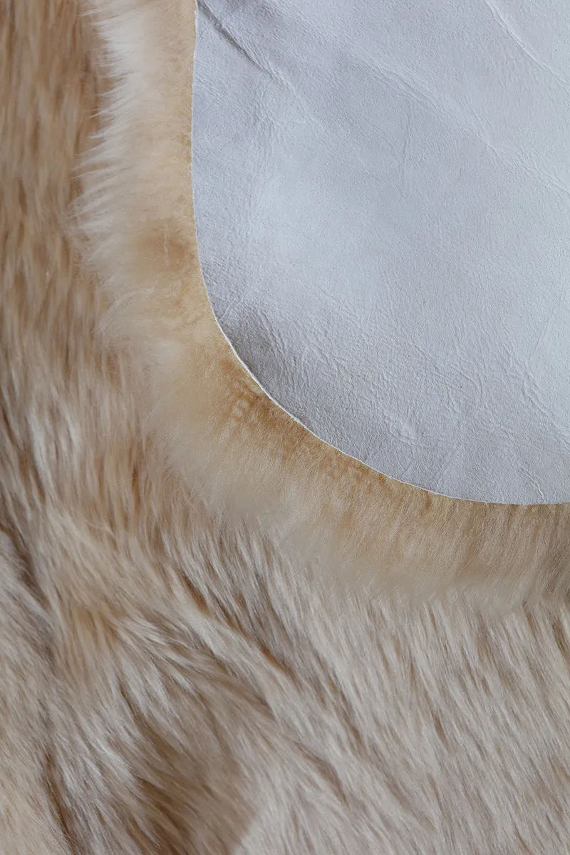 Six Piece Sheepskin Fur Rug - Beige Camel (4.7´ x  6.4´ )