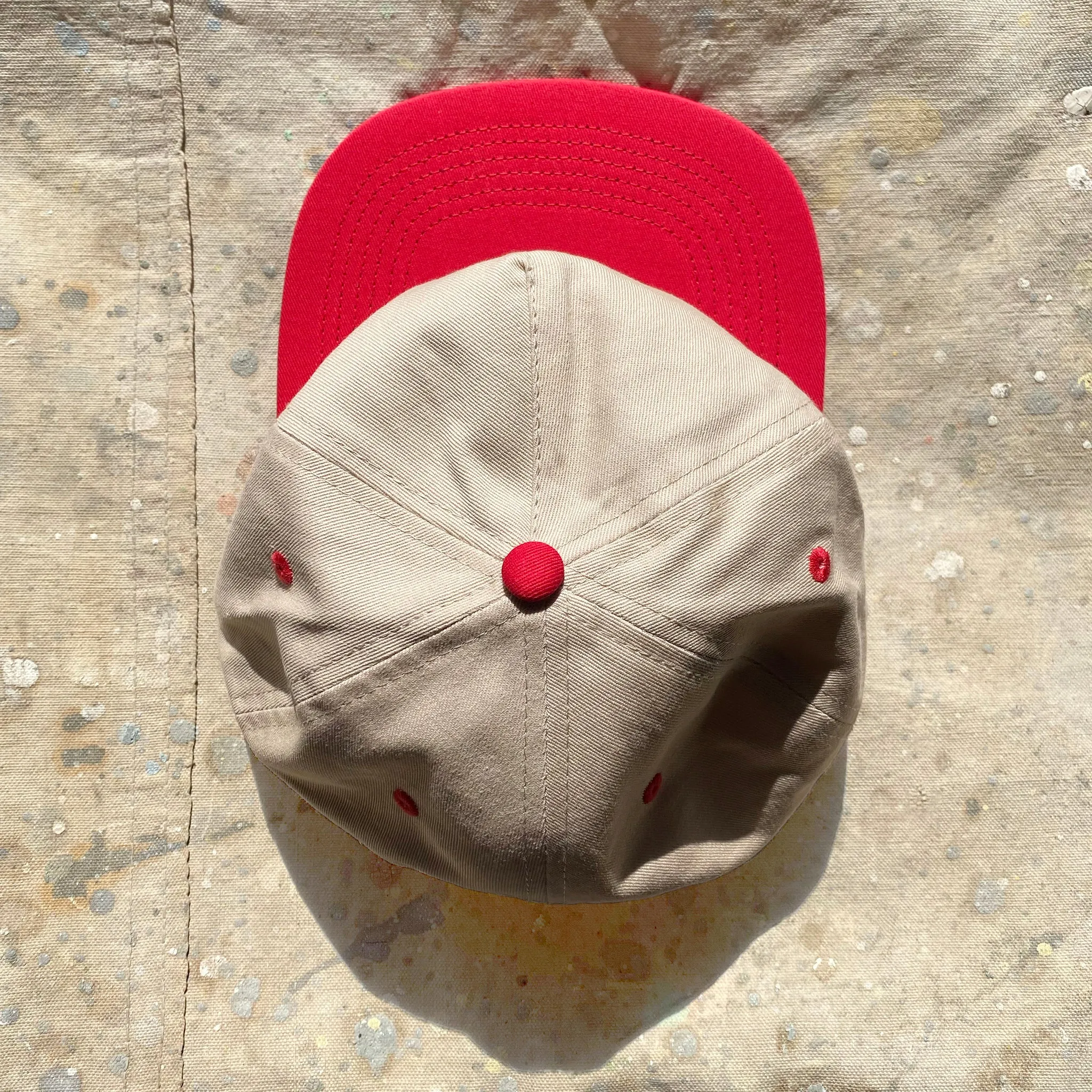 Slightly Choppy "Block Patch" Hat - Two-Toned RED/NAT