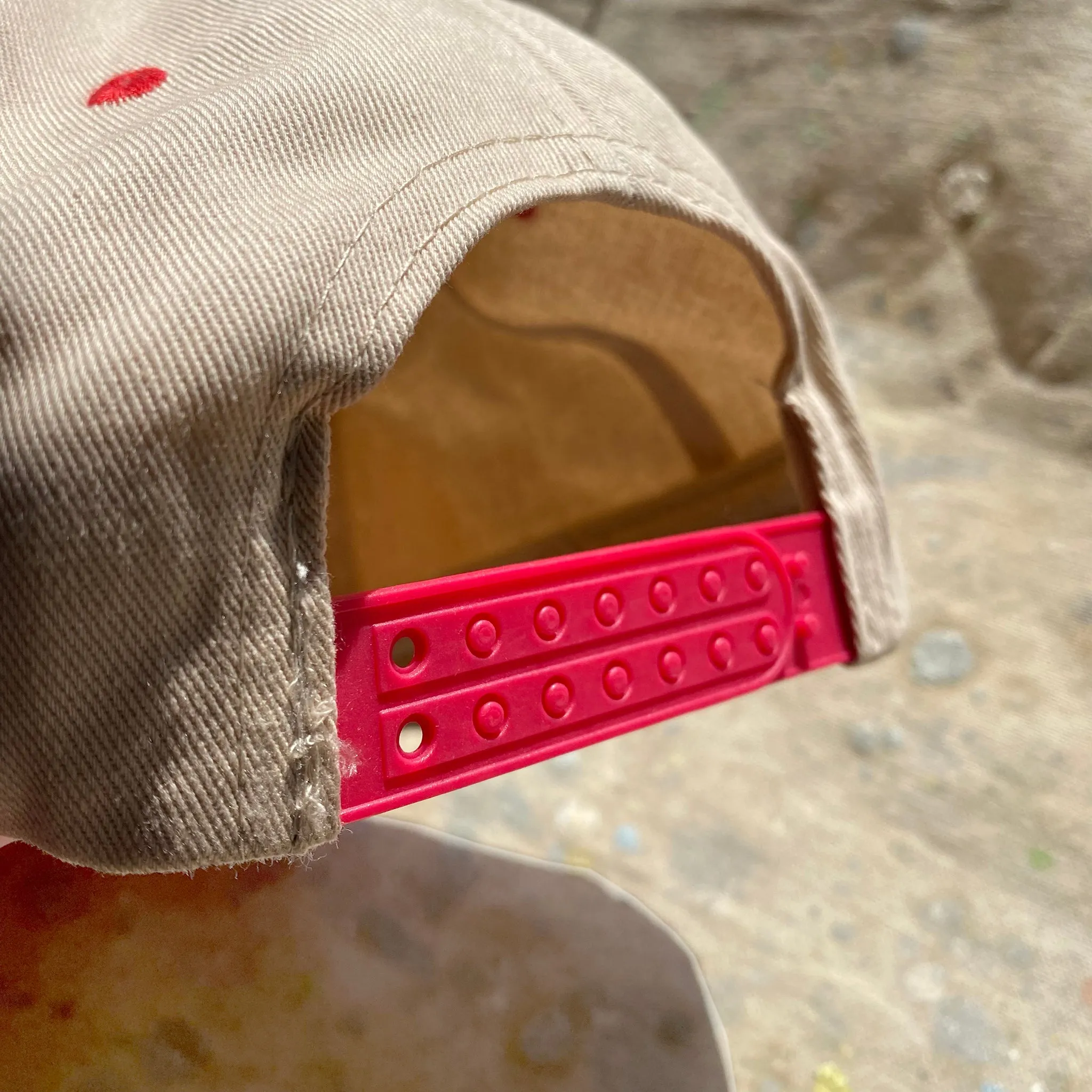 Slightly Choppy "Block Patch" Hat - Two-Toned RED/NAT