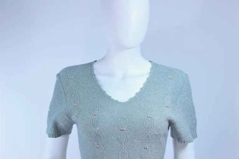 SNYDERKNIT 1950s Blue Wool Knit Iridescent Cocktail Dress Size 4-6