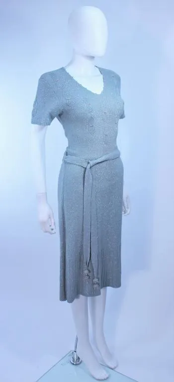 SNYDERKNIT 1950s Blue Wool Knit Iridescent Cocktail Dress Size 4-6