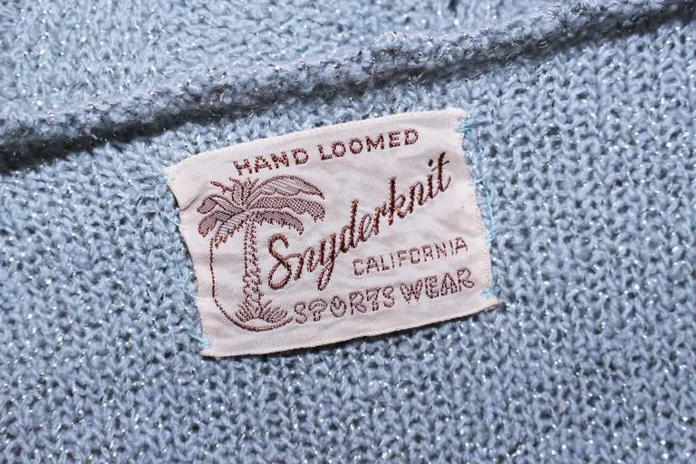 SNYDERKNIT 1950s Blue Wool Knit Iridescent Cocktail Dress Size 4-6