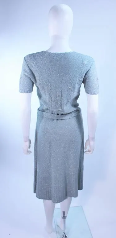 SNYDERKNIT 1950s Blue Wool Knit Iridescent Cocktail Dress Size 4-6