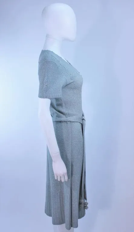 SNYDERKNIT 1950s Blue Wool Knit Iridescent Cocktail Dress Size 4-6