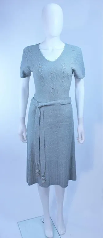 SNYDERKNIT 1950s Blue Wool Knit Iridescent Cocktail Dress Size 4-6