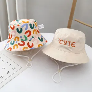 Solid Letter Print Kids Bucket Hat