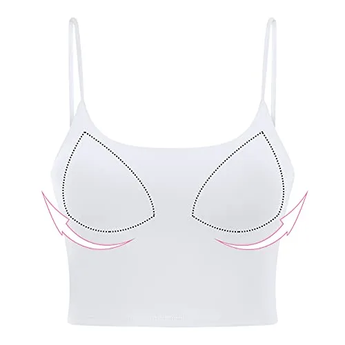 Sports Bras for Women Workout Tank Tops Padded Camisole Bra Seamless Activewear Crop Top for Yoga Gym Workout Fitness White M
