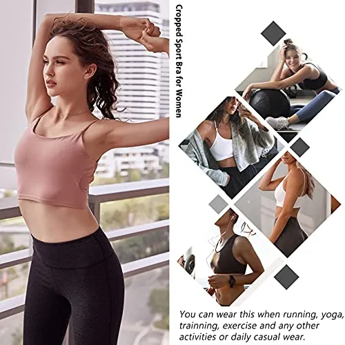 Sports Bras for Women Workout Tank Tops Padded Camisole Bra Seamless Activewear Crop Top for Yoga Gym Workout Fitness White M