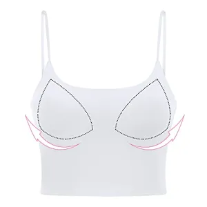 Sports Bras for Women Workout Tank Tops Padded Camisole Bra Seamless Activewear Crop Top for Yoga Gym Workout Fitness White M