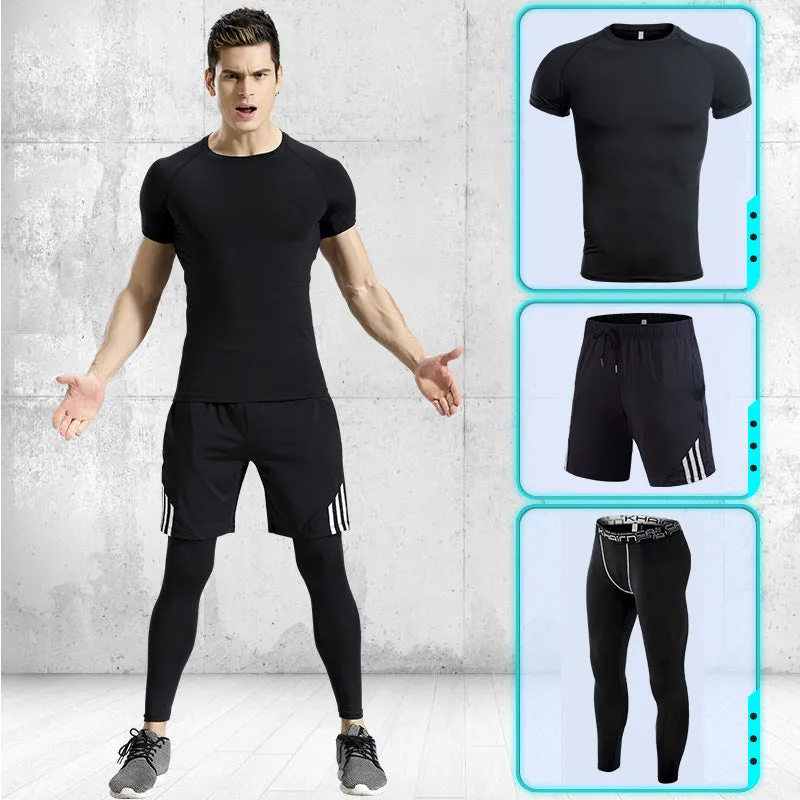 Sports suits men's stretch quick-drying short sleeves