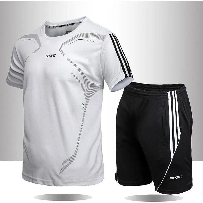 Sportswear Men's Short-Sleeved Fitness Shorts Running Quick Drying Clothes