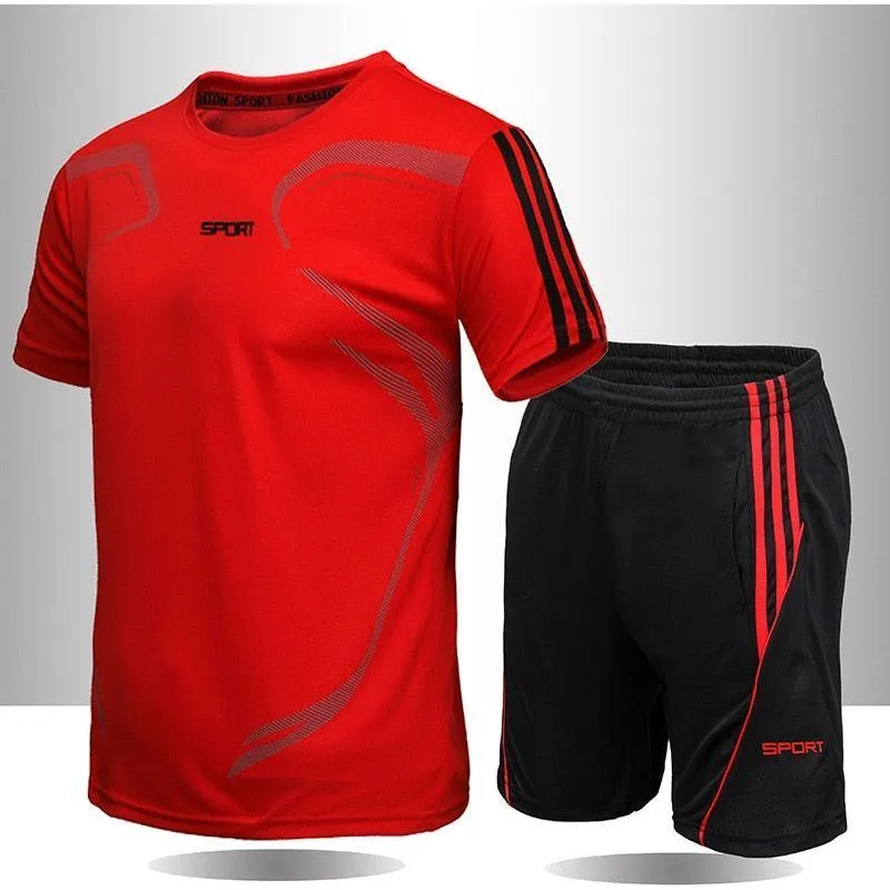 Sportswear Men's Short-Sleeved Fitness Shorts Running Quick Drying Clothes