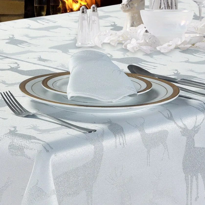 Stag Christmas Tablecloth - Silver