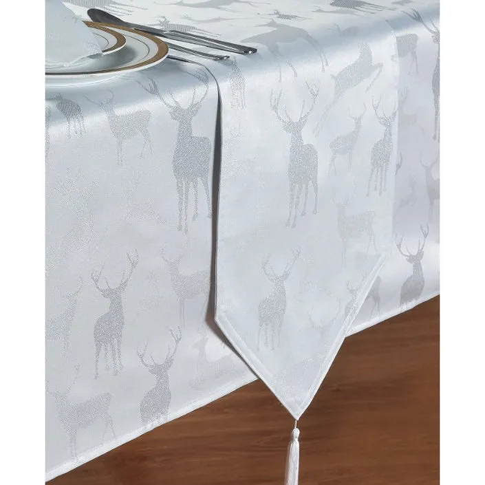 Stag Christmas Tablecloth - Silver