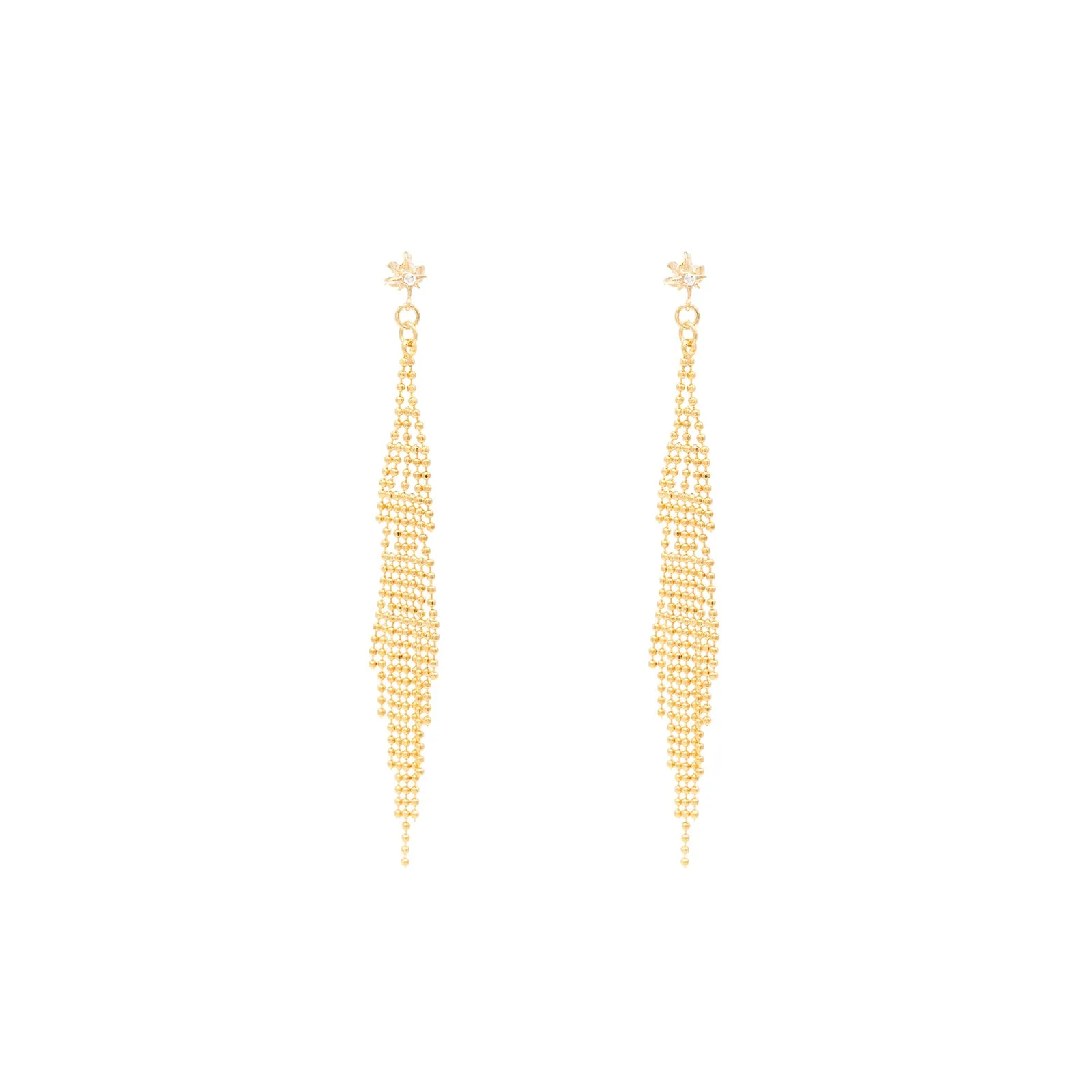Star Cubic Zirconia Tassel Post Dangle Earring Celestial