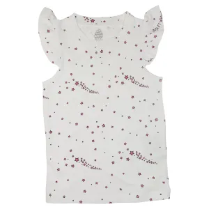 Star Print Ruffle Tank- White