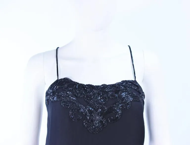 STAVROPOULOS Black Chiffon Gown with Beaded Bust Size 4-6